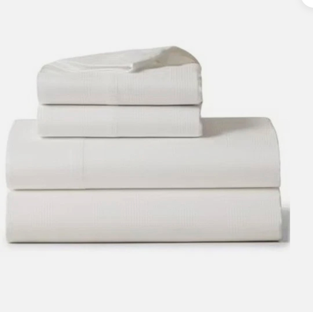 New Ralph Lauren Organic Cotton Lovan Jacquard Parchment White King Flat Sheet